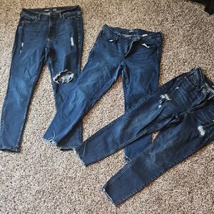 Old Navy Blue Skinny Jeans with Distressed Details
